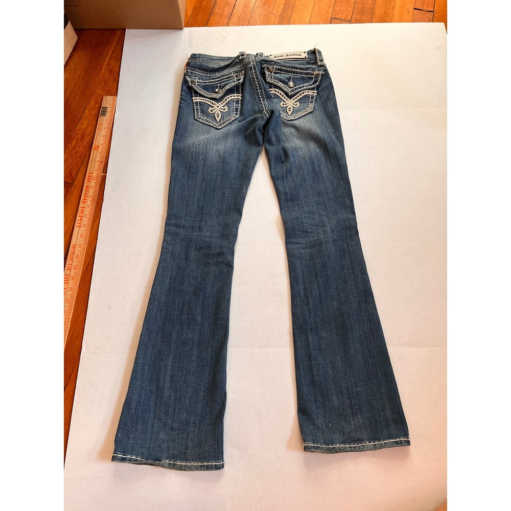 Rock Revival 3011 Bootcut Jeans Blue Distressed Embroidered Flap Pocket Size 25 - Picture 8 of 10